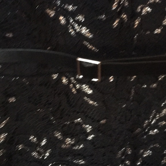 Black and silver lace sleeveless dress with belt - Picture 4 of 6